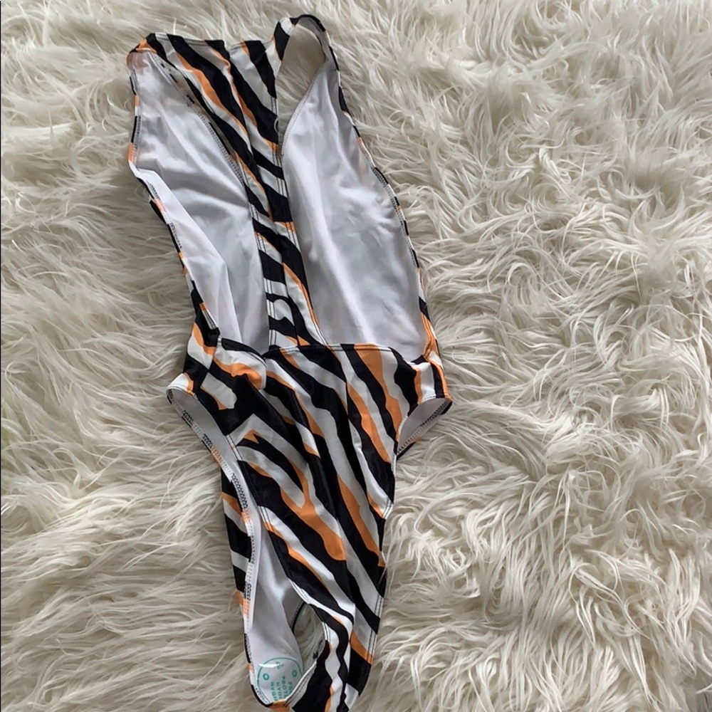 Zebra print one piece swimsuit